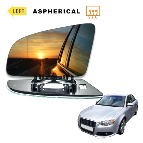 Left passenger Wide Angle side wing mirror glass for Audi A4 01-08 heated