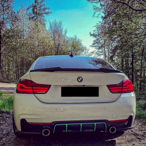 BMW 4 SERIES F36 GRAN COUPE REAR TRUNK BOOT SPOILER V STYLE GLOSS BLACK 14+