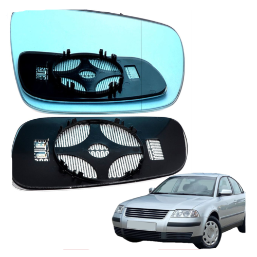 Right Driver side Wide Angle wing mirror glass for VW Passat 1996-04 heated Blue