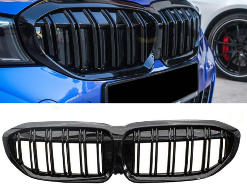BMW 3 SERIES G20 G21 GLOSS BLACK FRONT KIDNEY GRILLES GRILLS DOUBLE TWIN SPOKE