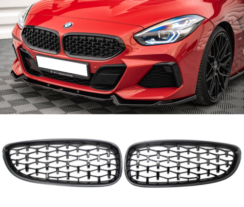 BMW G29 Z4 GLOSS BLACK DIAOND STYLE FRONT KIDNEY GRILLES GRILLS PAIR UK