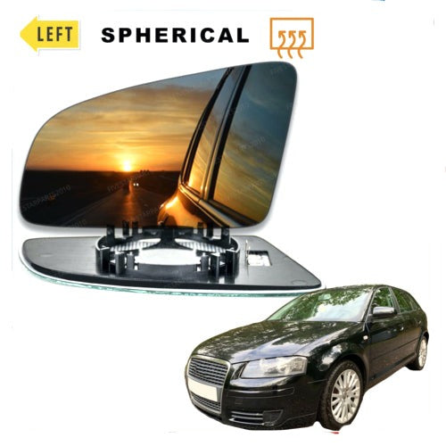 Left Passenger side wing mirror glass for Audi A3 2003-08 Heated