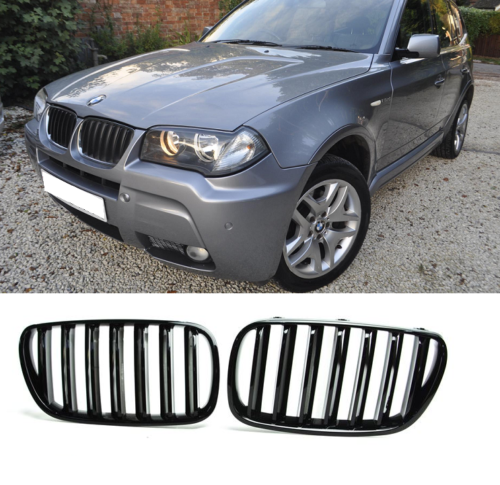 BMW E83 X3 LCI 07-10 M performance style front gloss black kidney grilles grills