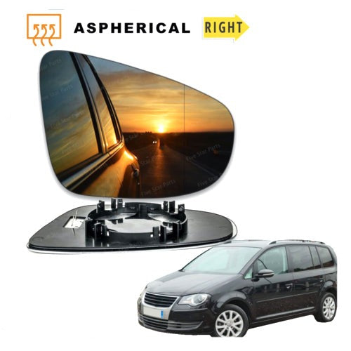 Right Driver side Wide Angle Wing mirror glass for VW Touran 2009-15 Heated