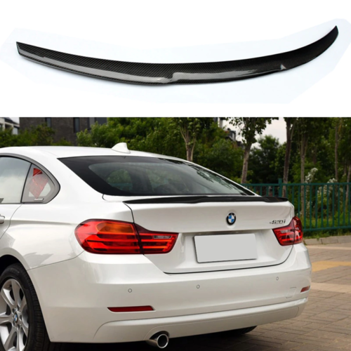 BMW F36 gran coupe M4 V style look style rear boot lip spoiler real carbon fibre