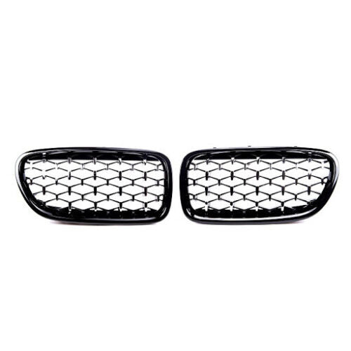 BMW F10 F11 & M5 pair gloss black chrome diamond kidney grille grilles grills