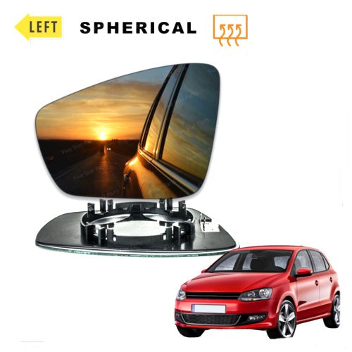 Left passenger side wing mirror glass for VW Polo 2009-2017 heated
