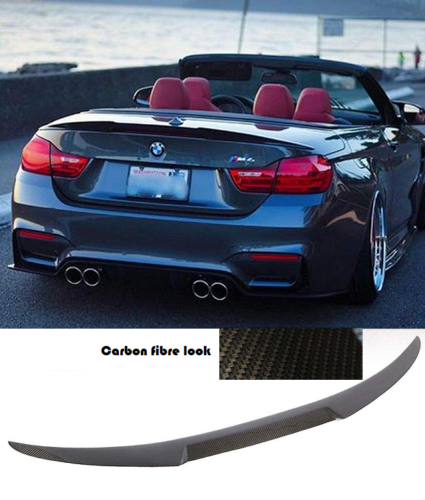 BMW F33 F83 M4 look V style rear boot lip spoiler wing carbon fibre look UK