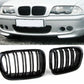 BMW E46 4DR 98-01 GLOSS BLACK FRONT KIDNEY GRILLES GRILLS TWIN DOUBLE SPOKE