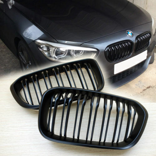 BMW F20 F21 LCI facelift 15> matte black kidney front grilles grills twin spoke