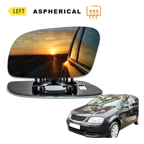 Left near side Wide Angle wing mirror glass for VW Touran 2003-09 Heated