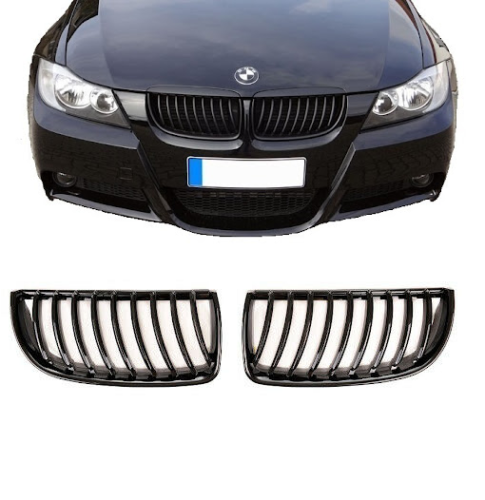 BMW E90 E91 05-08 M performance style gloss black front kidney grilles LOWER