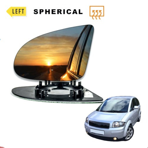 Left Passenger side Wing mirror glass for Audi A2 1999-2005 Heated