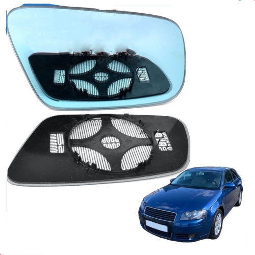 Right Driver side wing mirror glass for Audi A3 2000-2003 Heated Blue