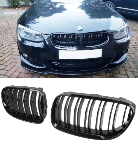 BMW E92 E93 10-13 LCI gloss black front kidney grilles grills double spoke UK