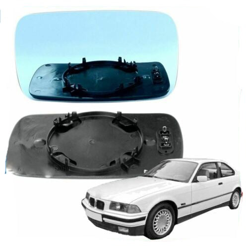Right Driver side mirror glass for BMW 3 series 1982-2000 heated Blue E30 E36