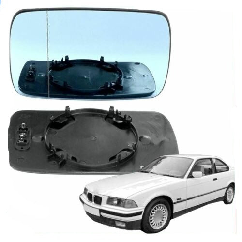 Left passenger side wing mirror glass for BMW 3 series 1982-2000 Blue E30 E36