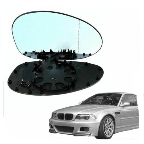 For BMW M3 E46 2000-06 Blue Electric Right Driver side Wing Door Mirror Glass
