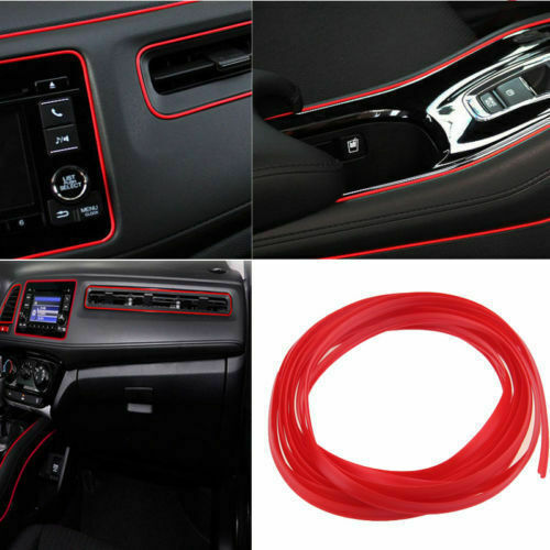 Red 16.4ft 5m Car Interior Door Crack Edge Line Insert Molding Trim Strip Decor