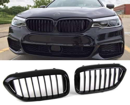 BMW G30 G31 M PERFORMANCE GLOSS BLACK FRONT KIDNEY GRILLES GRILLE GRILLS UK.