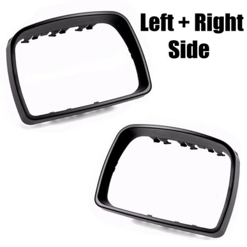 1Pair Matte Black Door Wing Mirror Cover Cap Trim Ring Fits BMW X5 E53 2000-2006